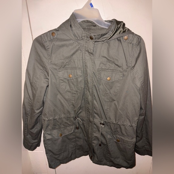 New Look Women’s Army Green Coat Zip & Button Up Size L - Picture 3 of 3